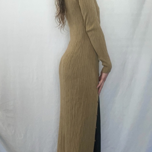 Tan Ribbed Long Cardigan - Picture 6 of 7